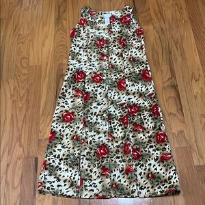 Miss Dorby Floral Leopard Print Sleeveless Dress size 10 mother of pearl buttons